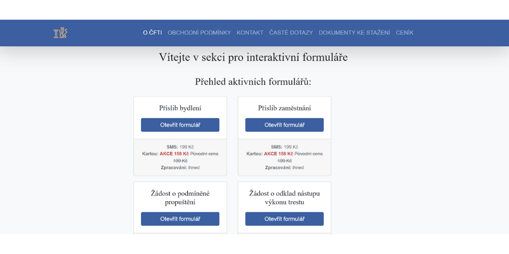Reference digitální produkt formulare.cfti.cz
